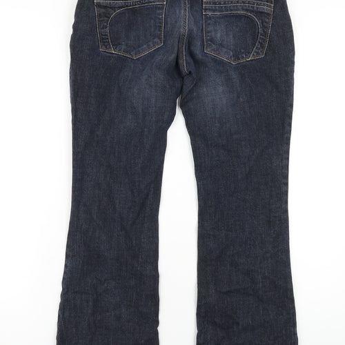 NEXT Womens Blue Cotton Bootcut Jeans Size 12 L20 in Regular Zip