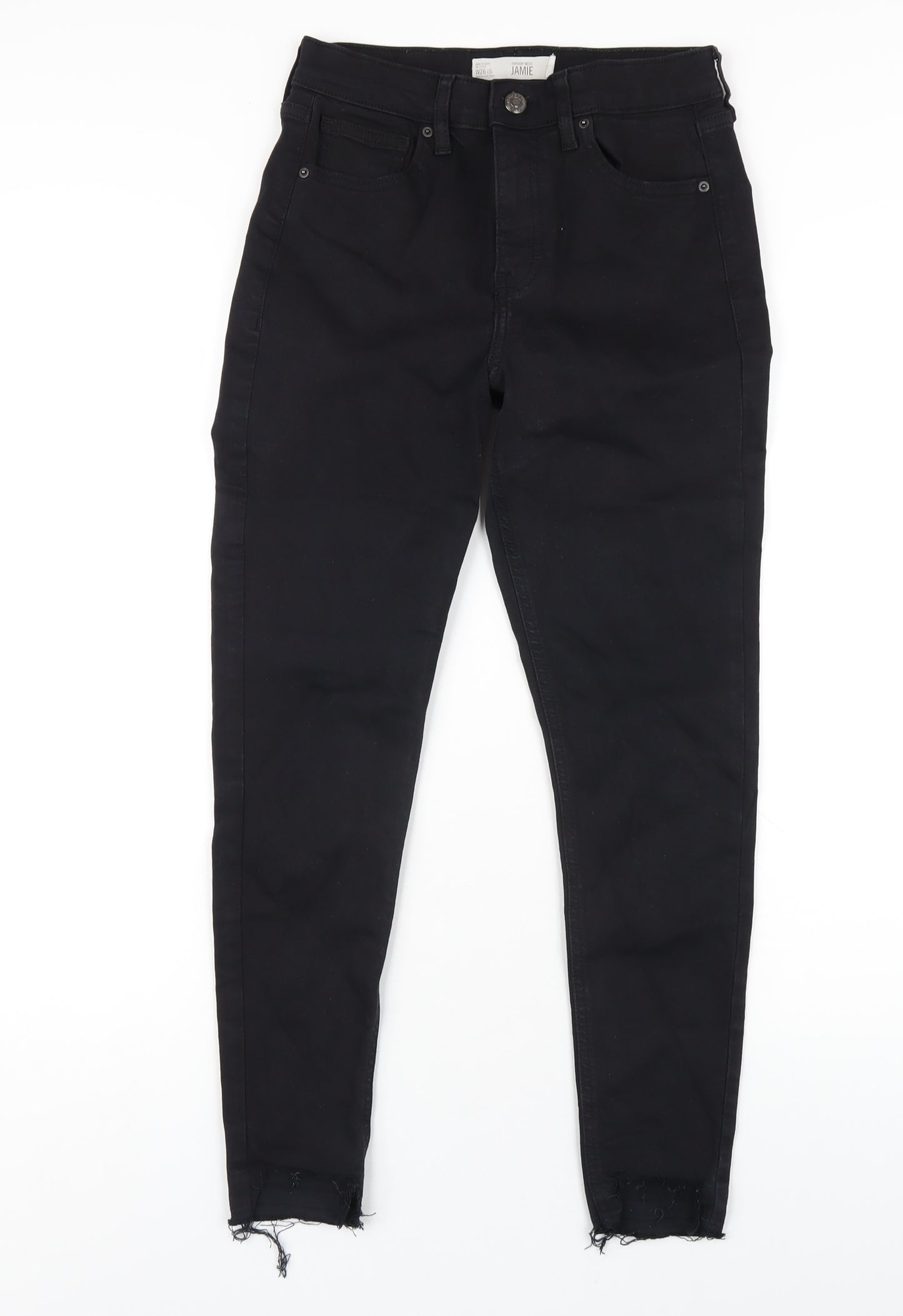 Topshop Womens Black Cotton Skinny Jeans Size 26 in L30 in Regular Zip