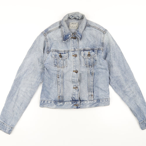 Denim & Co. Womens Blue Jacket Size 6 Button