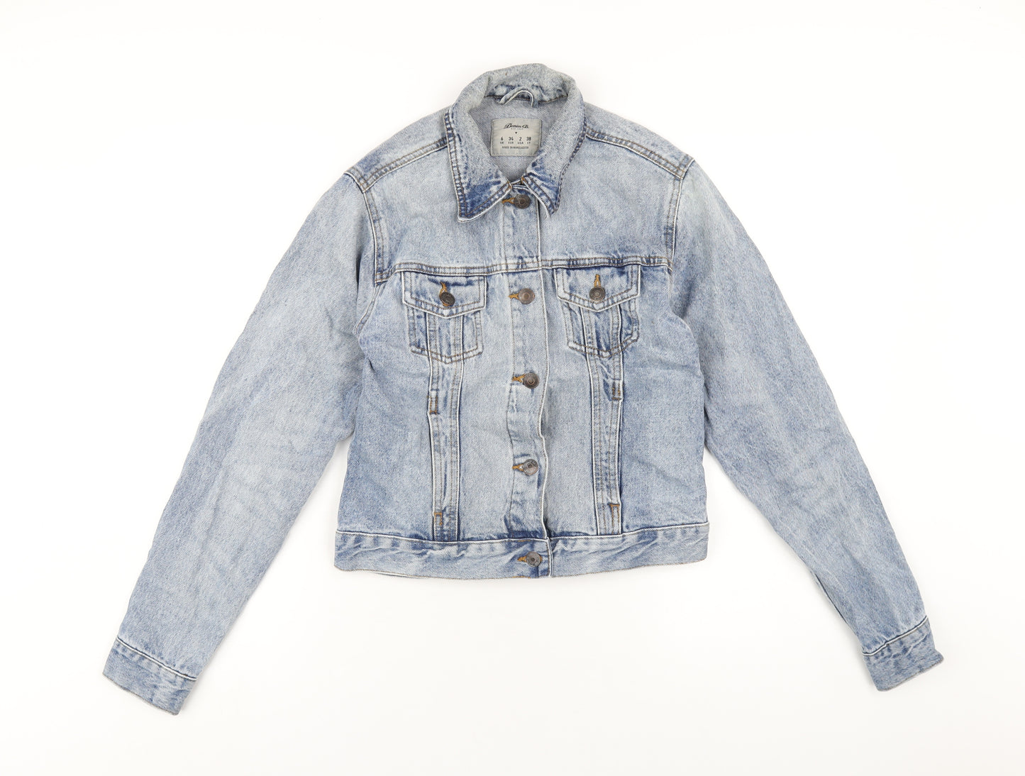 Denim & Co. Womens Blue Jacket Size 6 Button