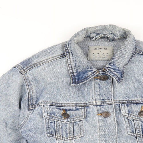 Denim & Co. Womens Blue Jacket Size 6 Button