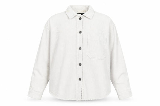 Front view of Zara women’s ivory cotton basic button-up, size XS, collared