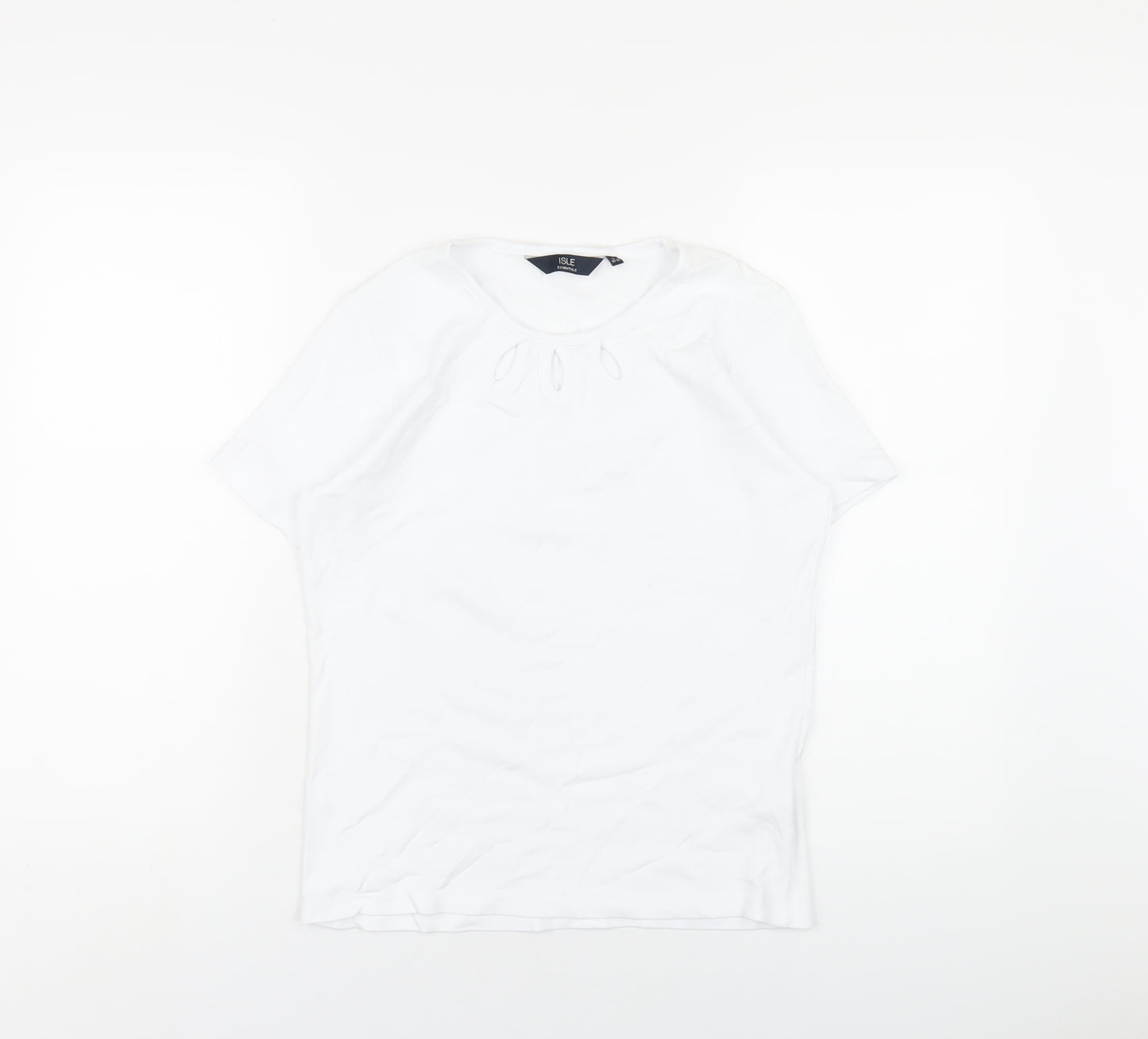 EWM Womens White Cotton Basic T-Shirt Size 10 Round Neck