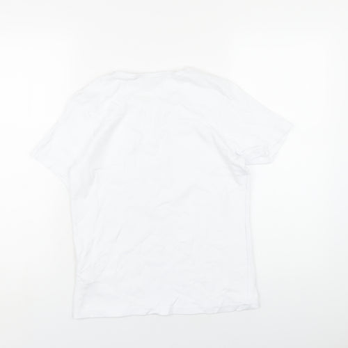 EWM Womens White Cotton Basic T-Shirt Size 10 Round Neck