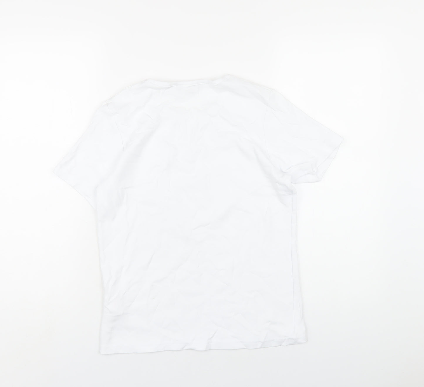 EWM Womens White Cotton Basic T-Shirt Size 10 Round Neck