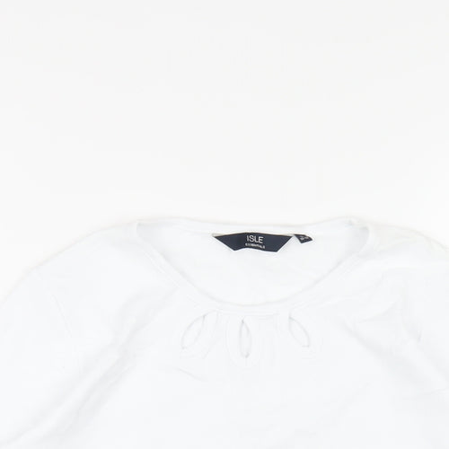 EWM Womens White Cotton Basic T-Shirt Size 10 Round Neck