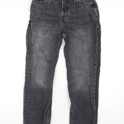 Topshop Womens Grey Cotton Straight Jeans Size 26 in L32 in Regular Button