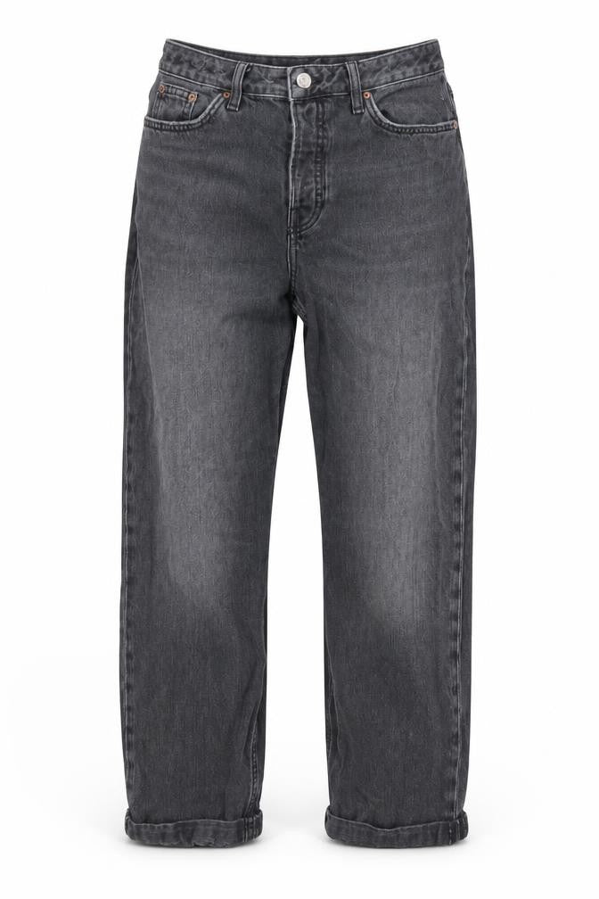 Topshop Womens Grey Cotton Straight Jeans Size 26 in L32 in Regular Button