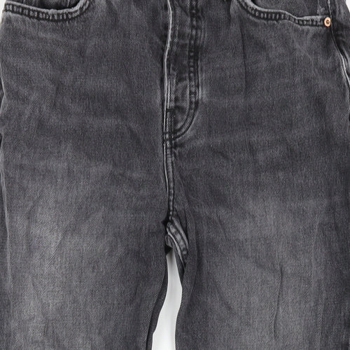 Topshop Womens Grey Cotton Straight Jeans Size 26 in L32 in Regular Button