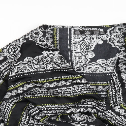 Missguided Womens Black Geometric Polyester Basic Blouse Size 10 V-Neck