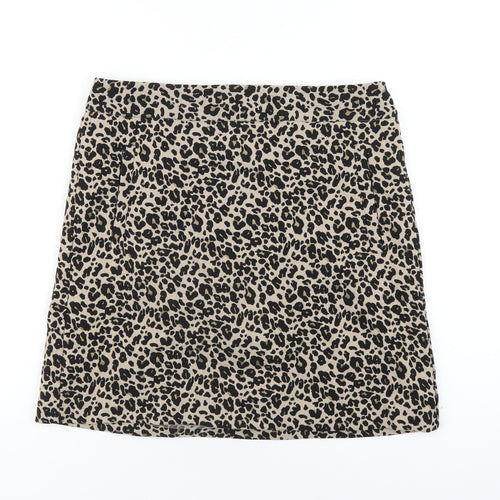 LOFT Womens Beige Animal Print Polyester A-Line Skirt Size 6 Zip - Leopard Print