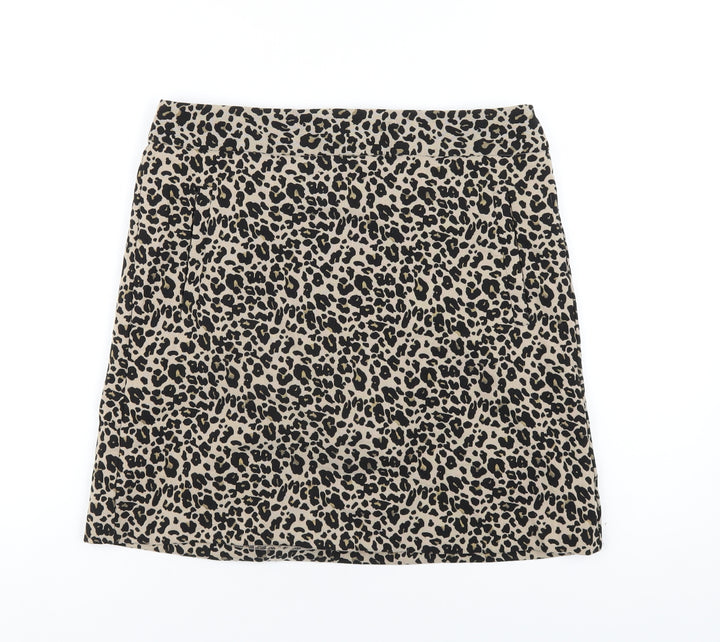 LOFT Womens Beige Animal Print Polyester A-Line Skirt Size 6 Zip - Leopard Print
