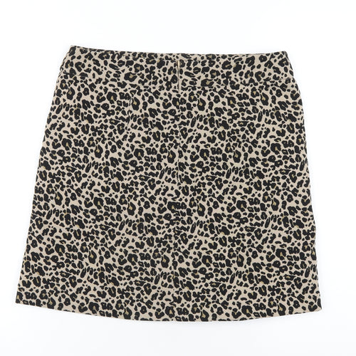 LOFT Womens Beige Animal Print Polyester A-Line Skirt Size 6 Zip - Leopard Print