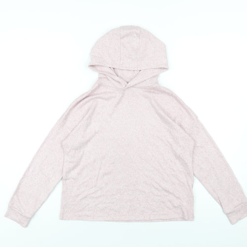 Marks and Spencer Girls Pink Vinyl Pullover Hoodie Size 10-11 Years Pullover