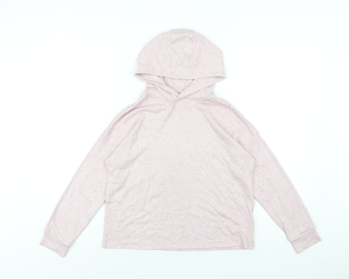 Marks and Spencer Girls Pink Vinyl Pullover Hoodie Size 10-11 Years Pullover