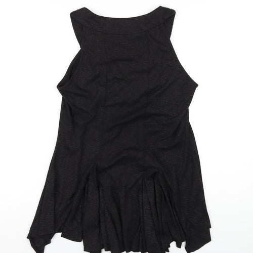 Wallis Womens Black Polyester Basic T-Shirt Size M Round Neck - Beaded Neckline