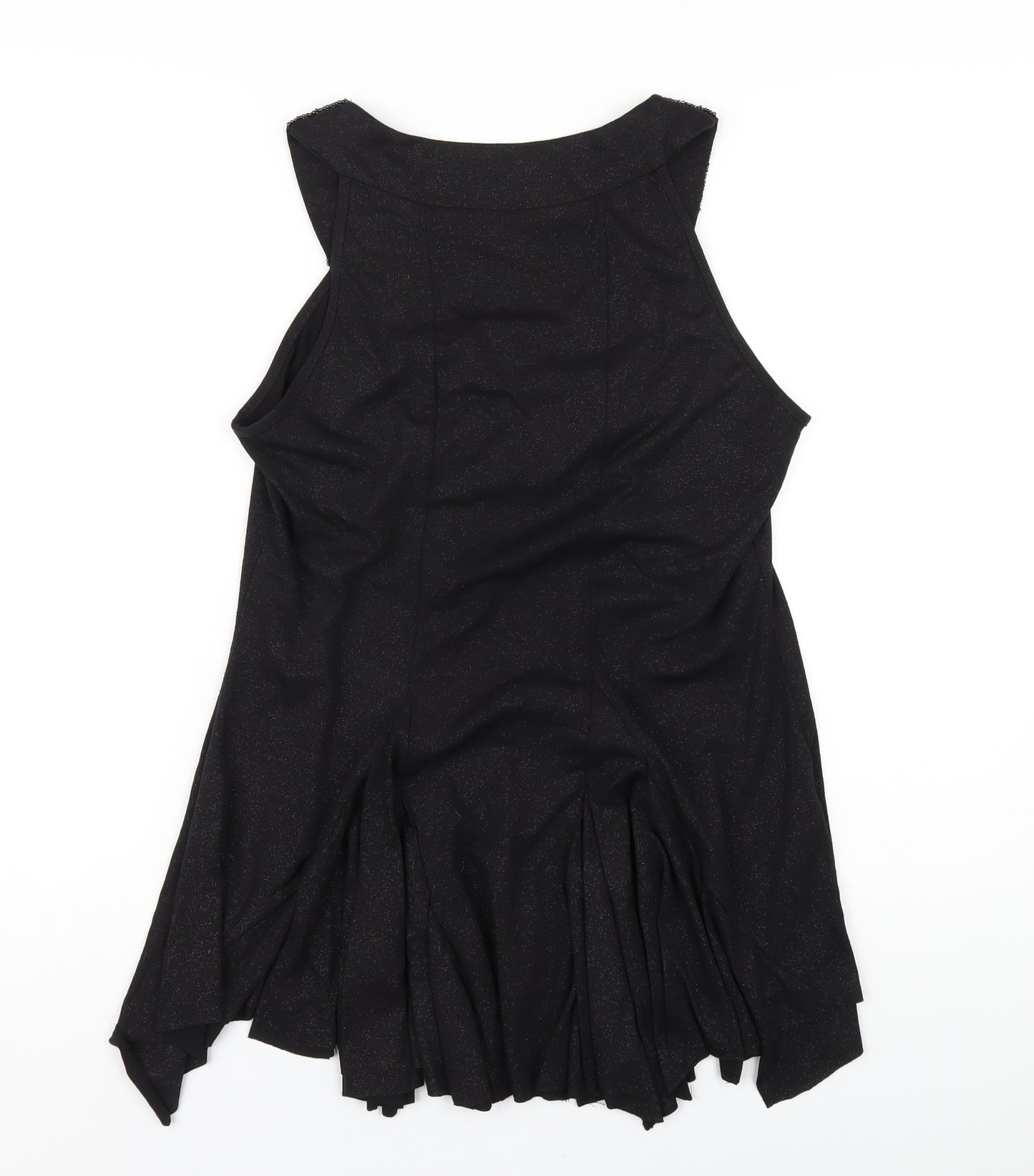 Wallis Womens Black Polyester Basic T-Shirt Size M Round Neck - Beaded Neckline