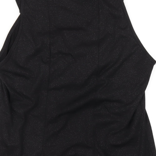 Wallis Womens Black Polyester Basic T-Shirt Size M Round Neck - Beaded Neckline