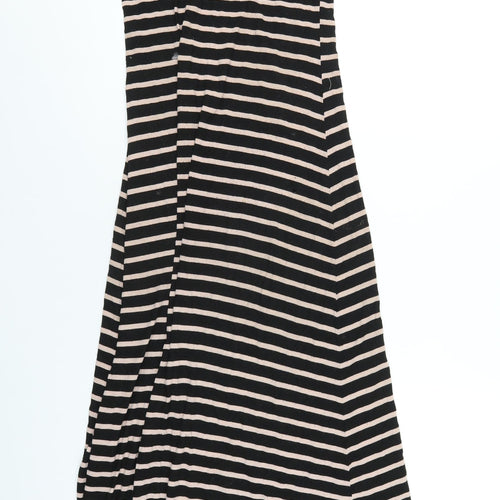 Dorothy Perkins Womens Black Striped Viscose Maxi Size 10 Scoop Neck Pullover