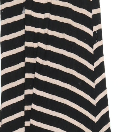 Dorothy Perkins Womens Black Striped Viscose Maxi Size 10 Scoop Neck Pullover