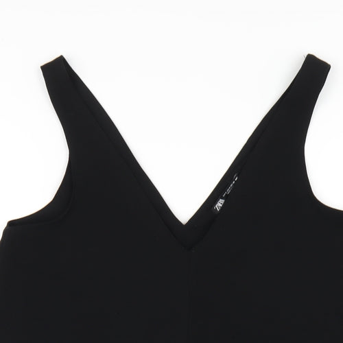 Zara Womens Black Polyester Tank Dress Size S V-Neck Pullover