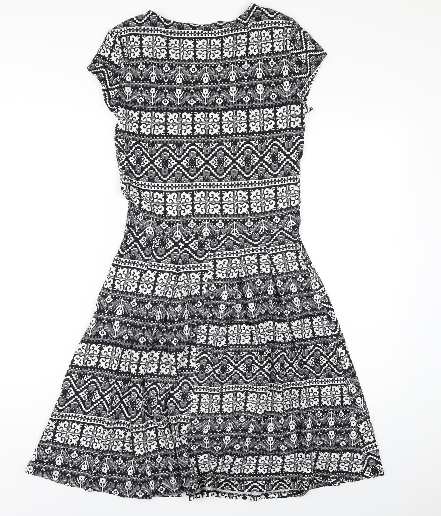 Dorothy Perkins Womens Black Geometric Cotton A-Line Size 10 Round Neck Pullover