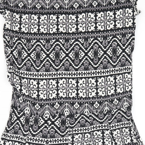 Dorothy Perkins Womens Black Geometric Cotton A-Line Size 10 Round Neck Pullover