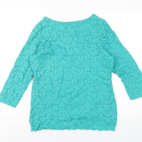 Per Una Womens Green Cotton Basic T-Shirt Size 18 Round Neck