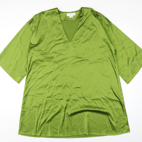 Never Fully Dressed Womens Green Polyethylene A-Line Size 6 V-Neck Pullover