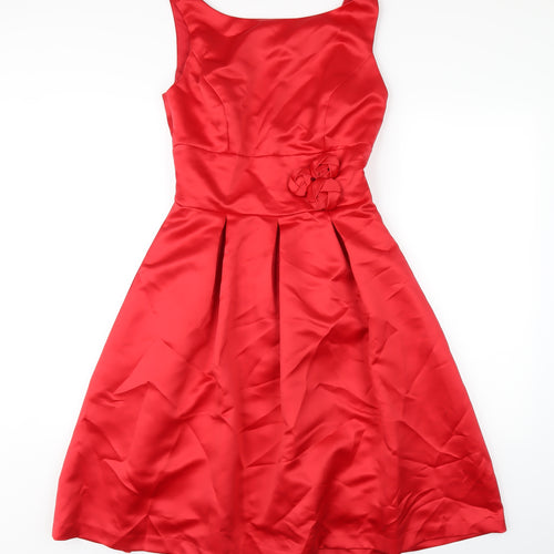Vivian Diamond Womens Red Polyester A-Line Size 6 Scoop Neck Zip