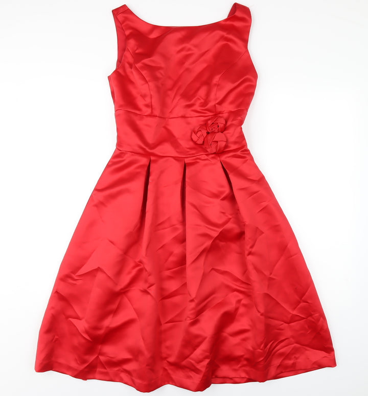 Vivian Diamond Womens Red Polyester A-Line Size 6 Scoop Neck Zip