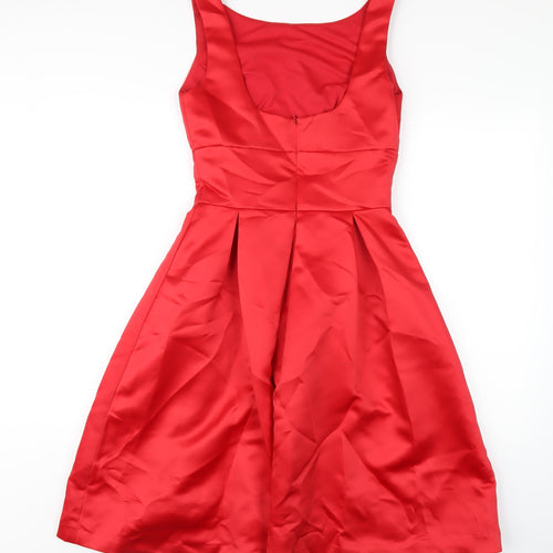 Vivian Diamond Womens Red Polyester A-Line Size 6 Scoop Neck Zip