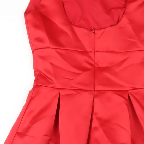 Vivian Diamond Womens Red Polyester A-Line Size 6 Scoop Neck Zip