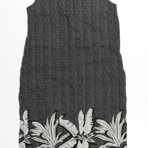 NEXT Womens Black Geometric Linen Tank Dress Size 10 Scoop Neck Pullover