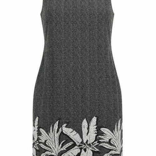 NEXT Womens Black Geometric Linen Tank Dress Size 10 Scoop Neck Pullover