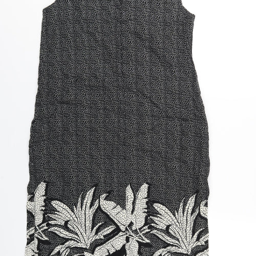 NEXT Womens Black Geometric Linen Tank Dress Size 10 Scoop Neck Pullover