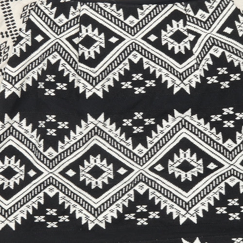 Marks and Spencer Womens Black Geometric Polyester A-Line Skirt Size 8 Zip