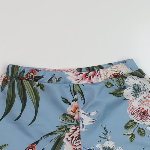 Boohoo Womens Blue Floral Polyester Basic Shorts Size 6 L3 in Regular Pull On