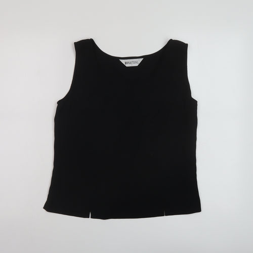 Reflections Womens Black Polyester Basic Tank Size S Round Neck