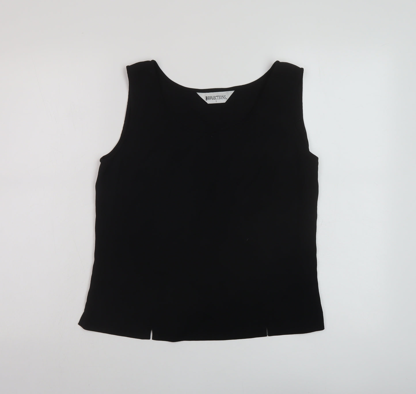 Reflections Womens Black Polyester Basic Tank Size S Round Neck