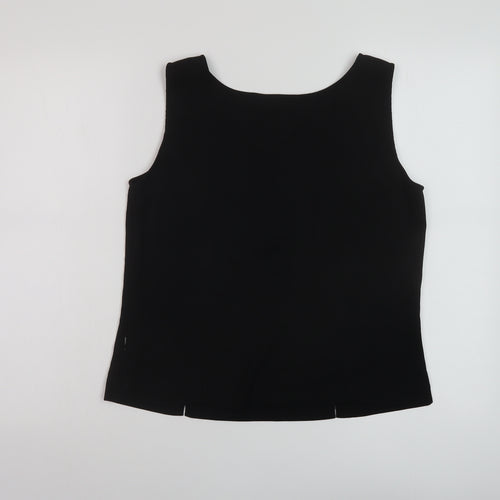 Reflections Womens Black Polyester Basic Tank Size S Round Neck