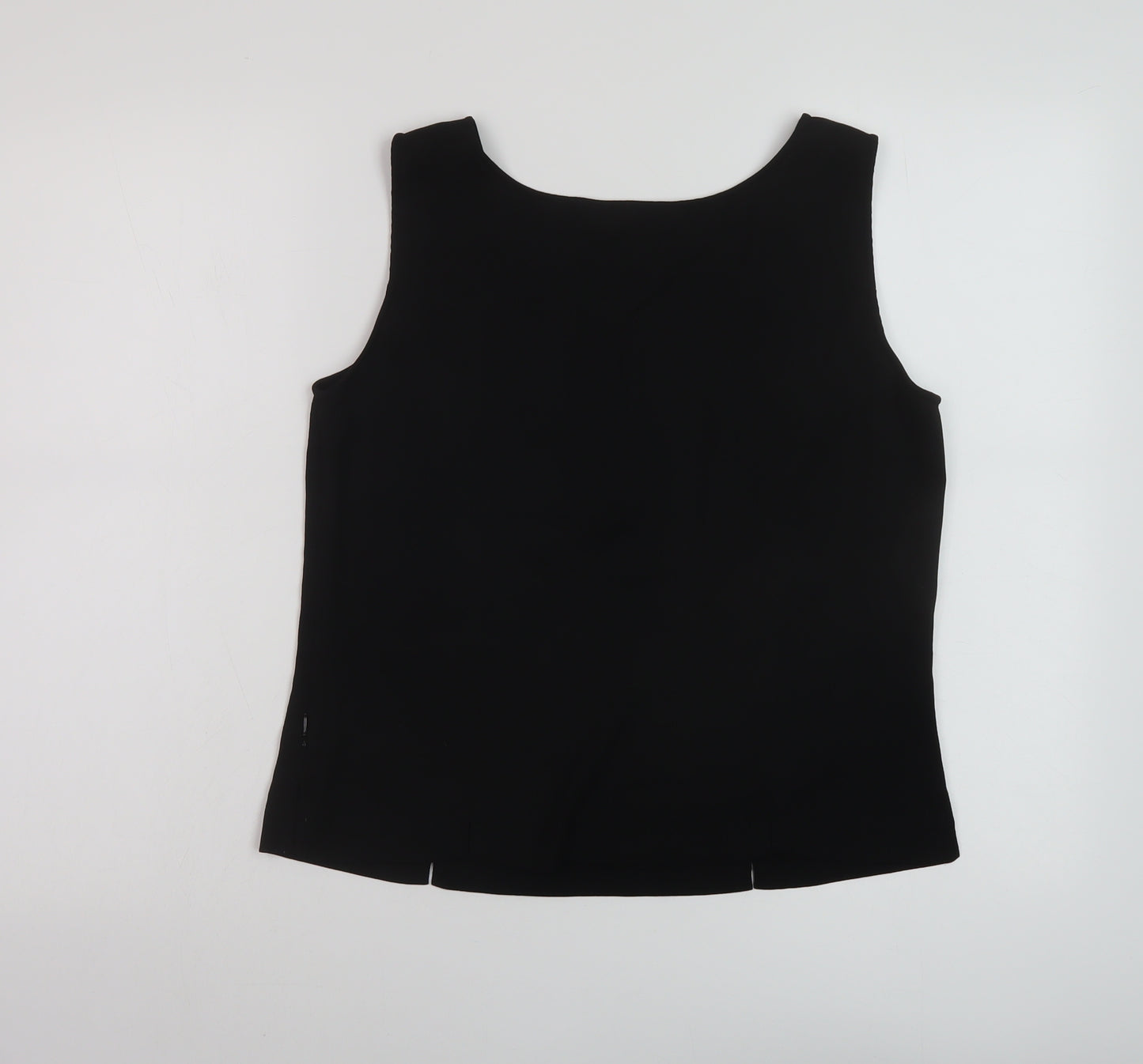 Reflections Womens Black Polyester Basic Tank Size S Round Neck