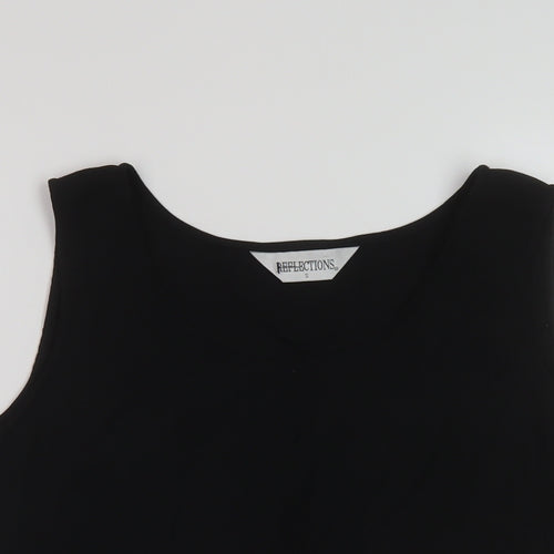 Reflections Womens Black Polyester Basic Tank Size S Round Neck
