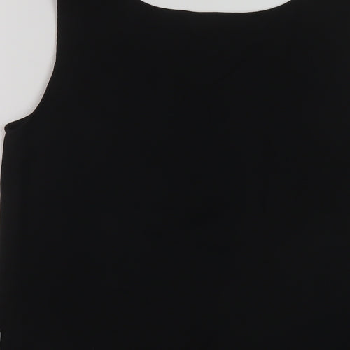 Reflections Womens Black Polyester Basic Tank Size S Round Neck
