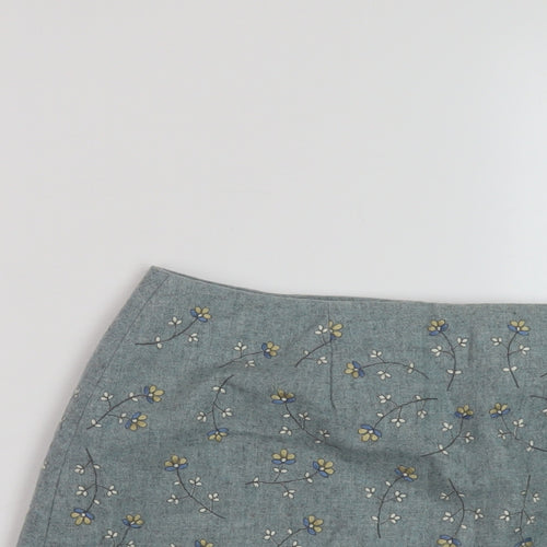 Warehouse Womens Green Floral Polyester Mini Skirt Size 14 Zip