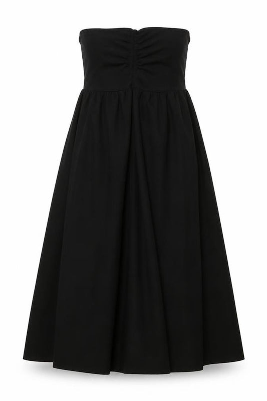 Front view of H&M women’s black polyester a-line, size XS, off the shoulder pullover
