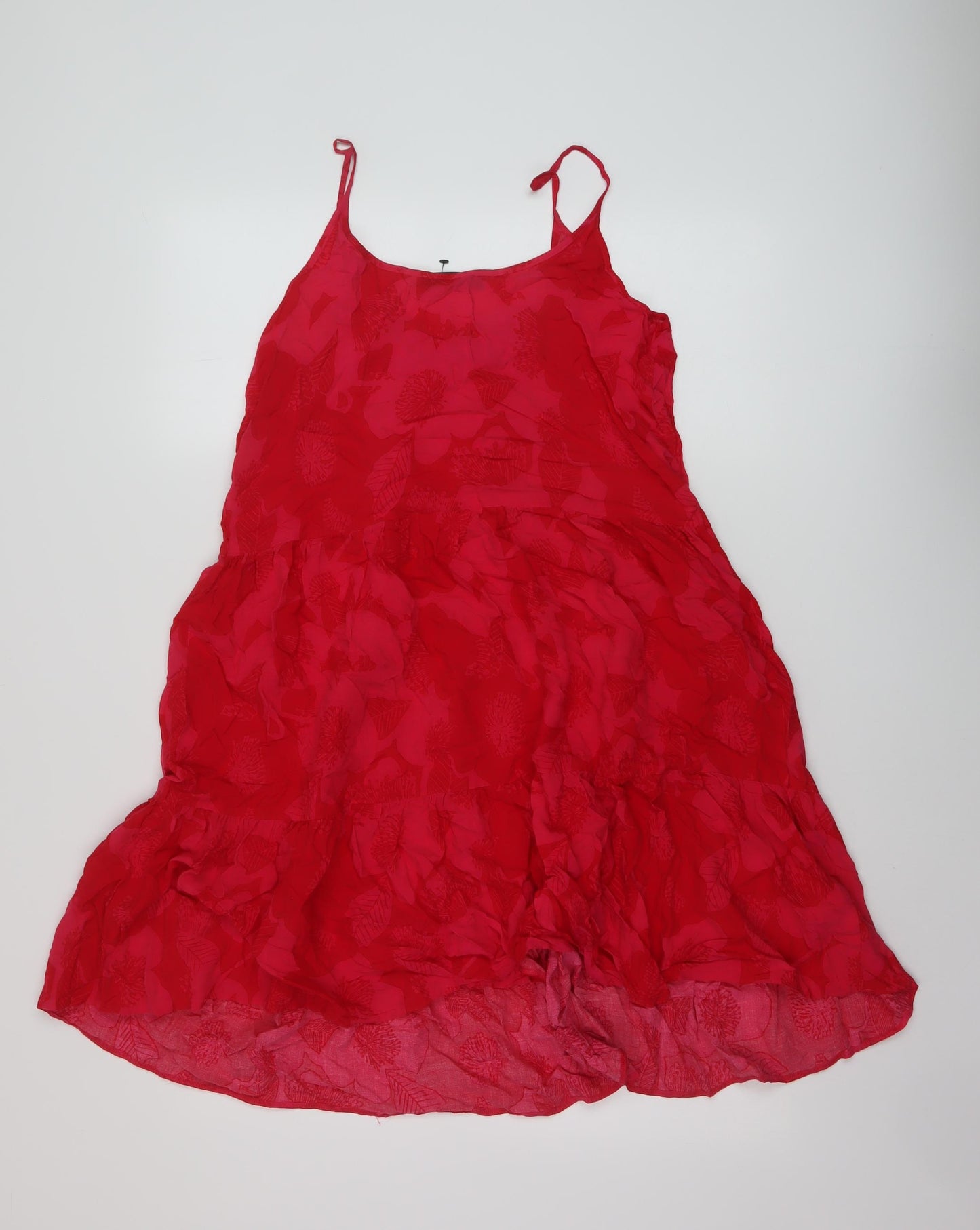 Marks and Spencer Womens Red Floral Viscose A-Line Size 10 Round Neck Pullover