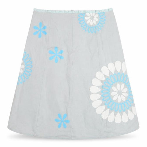 Jpoules Womens Blue Geometric Cotton A-Line Skirt Size M Zip