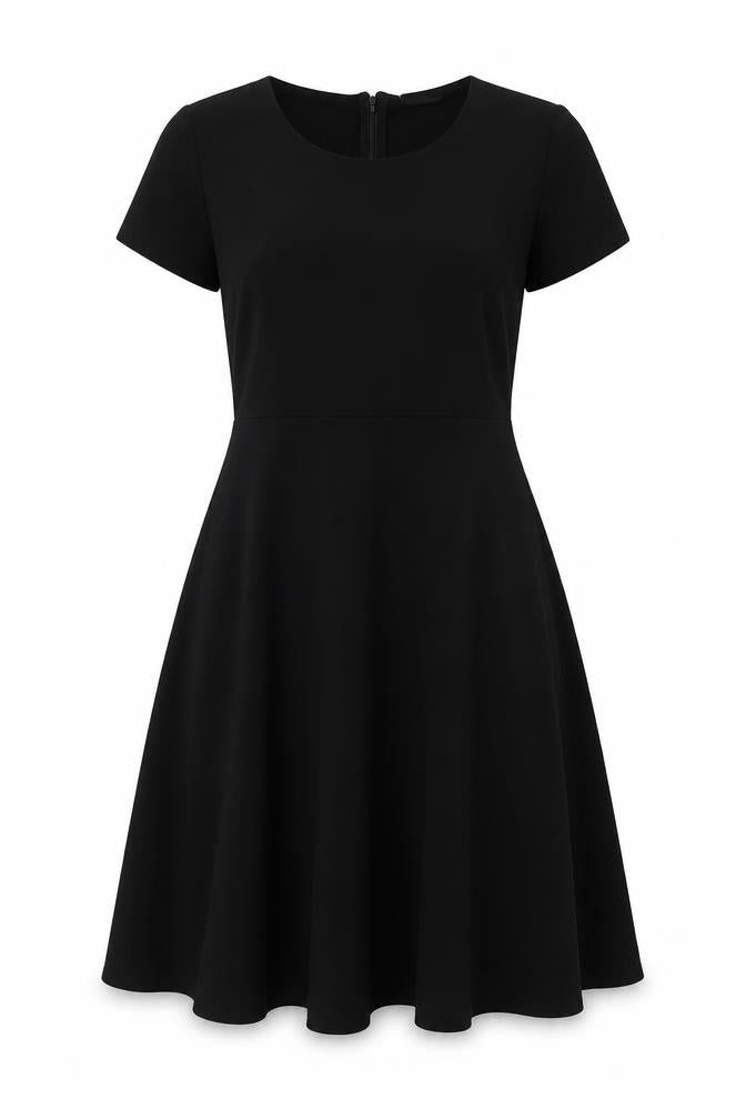 Unqio Womens Black Elastomultiester A-Line Size XS Round Neck Zip