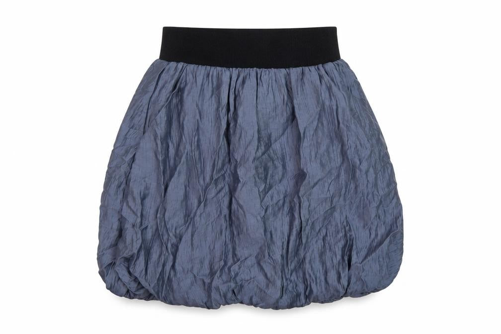 Front view of H&M women’s blue lyocell a-line skirt, size UK 6